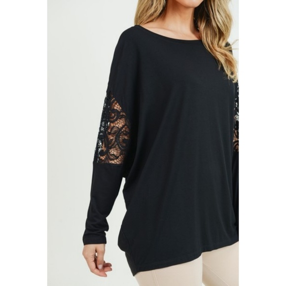 Women's Soft Knit Dolman Sleeve Top Stretchy Black - Picture 4 of 6
